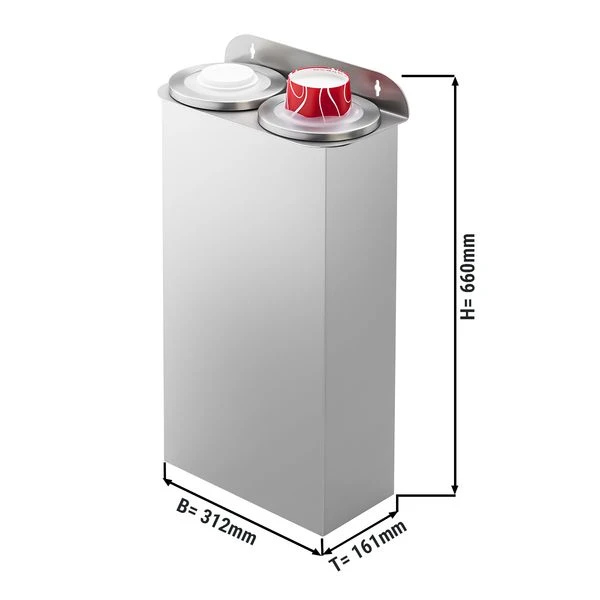 Set Doppelt Becherspender - Kunststoff - Anbauversion 1 Set Doppelt Becherspender - Kunststoff - Anbauversion