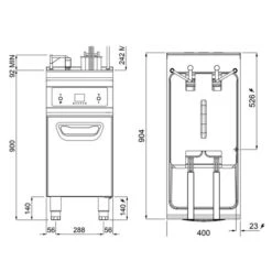 Elektro Fritteuse - 22 Liter - 22 KW - Mit Automatischer Korbanhebung & Ölfiltersystem 19 Elektro Fritteuse - 22 Liter - 22 KW - Mit Automatischer Korbanhebung & Ölfiltersystem -Koch Set Haus EFEKALB22 drawing 9765