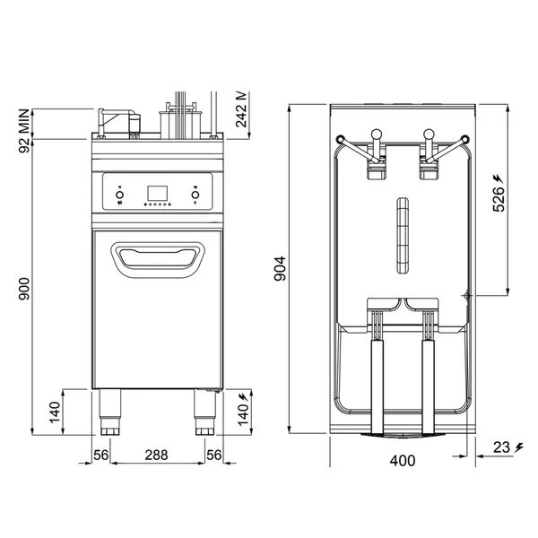 Elektro Fritteuse - 22 Liter - 22 KW - Mit Automatischer Korbanhebung & Ölfiltersystem 9 Elektro Fritteuse - 22 Liter - 22 KW - Mit Automatischer Korbanhebung & Ölfiltersystem – Bild 9