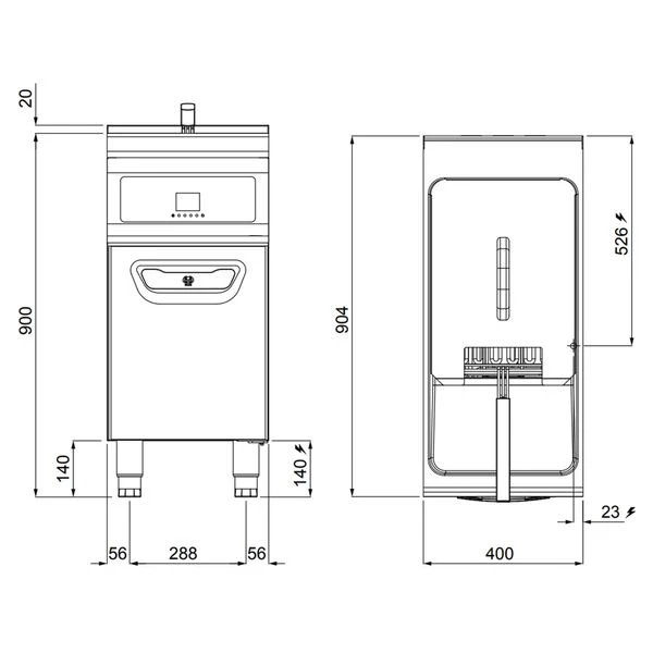 Elektro Fritteuse - 22 Liter - 22 KW - Mit Ölfiltersystem 7 Elektro Fritteuse - 22 Liter - 22 KW - Mit Ölfiltersystem – Bild 7