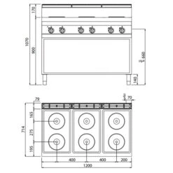Elektroherd - 15,6 KW - 6 Platten Rund 8 Elektroherd - 15,6 KW - 6 Platten Rund -Koch Set Haus EHB179E drawing 0aca