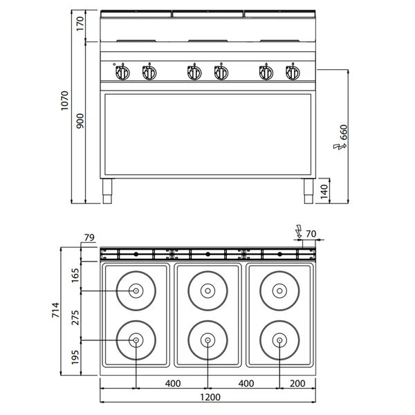 Elektroherd - 15,6 KW - 6 Platten Rund 3 Elektroherd - 15,6 KW - 6 Platten Rund – Bild 3
