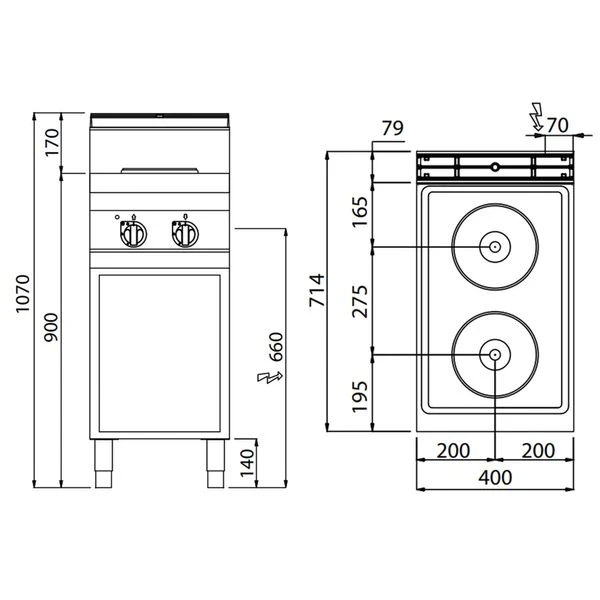 Elektroherd - 5,2 KW - 2 Platten Rund 3 Elektroherd - 5,2 KW - 2 Platten Rund – Bild 3