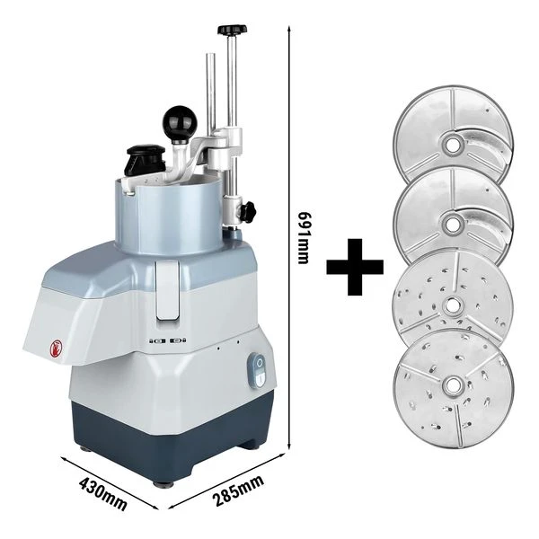 Elektrischer Kompakt-Gemüseschneider- 735 Watt - Inkl. 4 Schneide- /Reibescheiben 1 Elektrischer Kompakt-Gemüseschneider- 735 Watt - Inkl. 4 Schneide- /Reibescheiben
