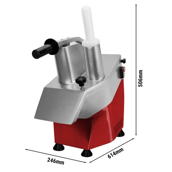 Elektrischer Gemüseschneider- 550 Watt - Rot - Inkl. 5 Schneidescheiben 2 Elektrischer Gemüseschneider- 550 Watt - Rot - Inkl. 5 Schneidescheiben – Bild 2