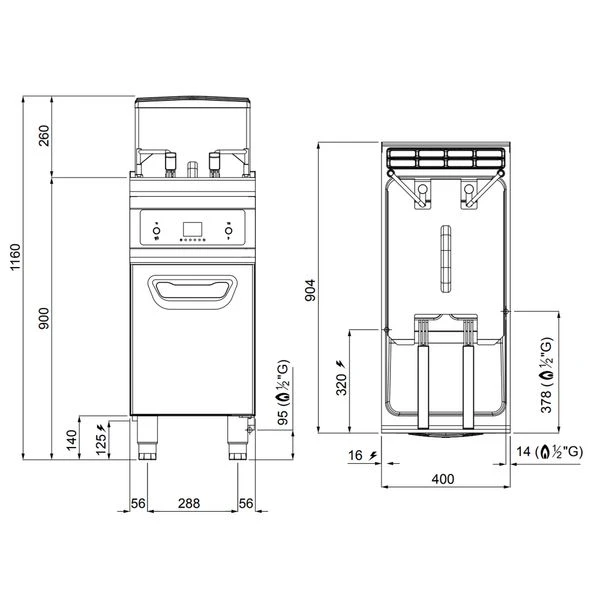 Gas Fritteuse - 20 Liter - 17,5 KW - Mit Automatischer Korbanhebung & Ölfiltersystem 10 Gas Fritteuse - 20 Liter - 17,5 KW - Mit Automatischer Korbanhebung & Ölfiltersystem – Bild 10