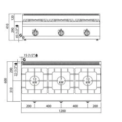 Gasherd - 31 KW - 3 Brenner 11 Gasherd - 31 KW - 3 Brenner -Koch Set Haus GHB164T drawing b5cc