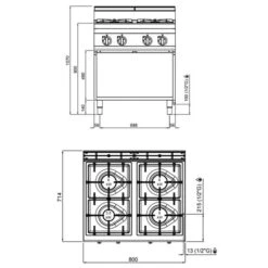 Gasherd - 21,5 KW - 4 Brenner 14 Gasherd - 21,5 KW - 4 Brenner -Koch Set Haus GHB879M drawing c4c9