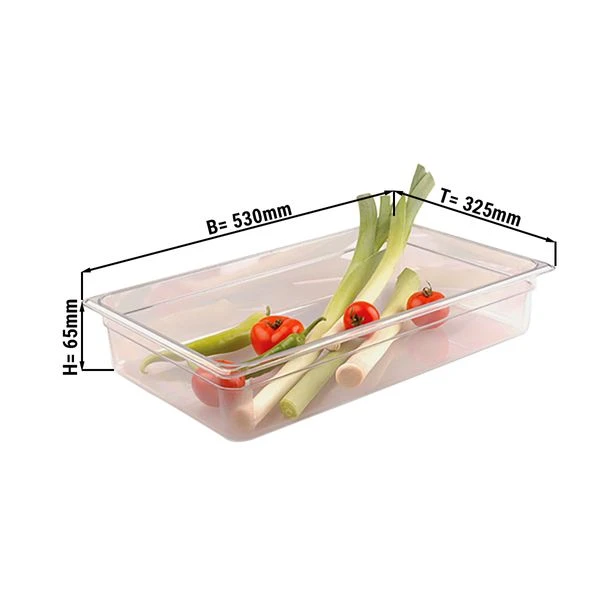 Polycarbonat GN Behälter 1/1 - Clear - Tiefe 65mm 1 Polycarbonat GN Behälter 1/1 - Clear - Tiefe 65mm