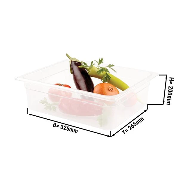 Polypropylen GN Behälter 1/2 - Milchig - Tiefe 200mm 1 Polypropylen GN Behälter 1/2 - Milchig - Tiefe 200mm