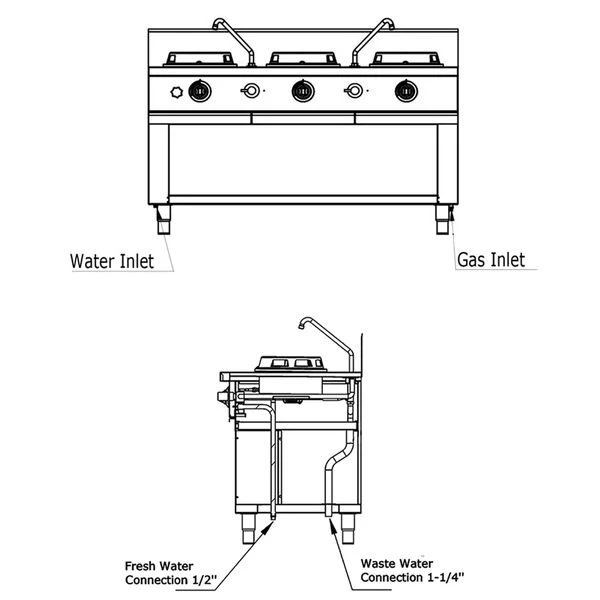 Gas Wok-Herd - 45 KW - 3 Kochstellen - Ink. 2 Miniwassersäulen 8 Gas Wok-Herd - 45 KW - 3 Kochstellen - Ink. 2 Miniwassersäulen – Bild 8