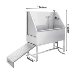 Haustierpflegewanne- Mit Rampe, Armatur Und Gelochtem Edelstahlboden