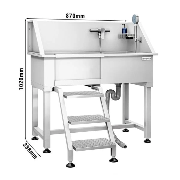 Haustierpflegewanne- Mit Treppe, Armatur Und Anti-Rutsch Matte 1 Haustierpflegewanne- Mit Treppe, Armatur Und Anti-Rutsch Matte