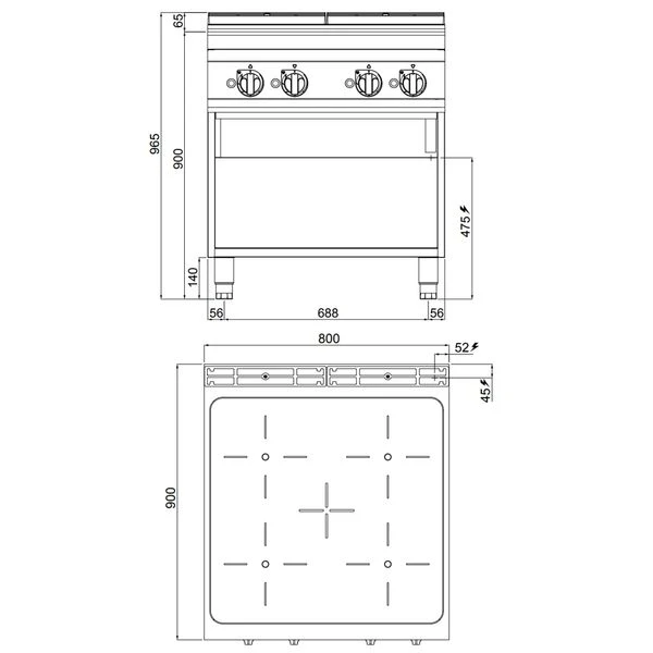 Induktionsherd - 20 KW - 4 Kochfelder 3 Induktionsherd - 20 KW - 4 Kochfelder – Bild 3