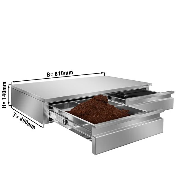 Kaffeesatzschublade - Doppelt - 810x490x140mm - Mit Abklopfer 1 Kaffeesatzschublade - Doppelt - 810x490x140mm - Mit Abklopfer