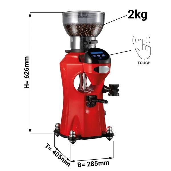Kaffeemühle - Rot - Touch - 2kg - 356 Wat - 45dB 1 Kaffeemühle - Rot - Touch - 2kg - 356 Wat - 45dB