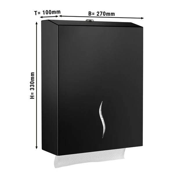 Papierhandtuchspender - Für 400 Handtücher - Edelstahl - Schwarz 1 Papierhandtuchspender - Für 400 Handtücher - Edelstahl - Schwarz