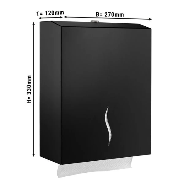 Papierhandtuchspender - Für 800 Handtücher - Edelstahl - Schwarz 1 Papierhandtuchspender - Für 800 Handtücher - Edelstahl - Schwarz