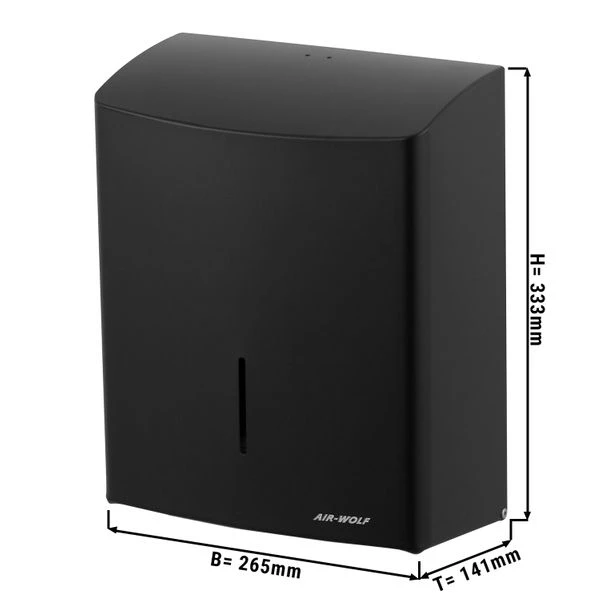 AIR-WOLF | Papierhandtuchspender - Für 600 Handtücher - Edelstahl - Schwarz 1 AIR-WOLF | Papierhandtuchspender - Für 600 Handtücher - Edelstahl - Schwarz