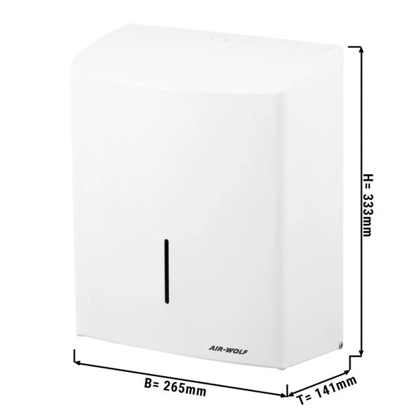 AIR-WOLF | Papierhandtuchspender - Für 600 Handtücher - Edelstahl - Weiß 1 AIR-WOLF | Papierhandtuchspender - Für 600 Handtücher - Edelstahl - Weiß