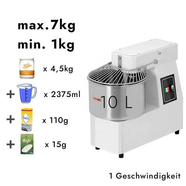 Teigknetmaschine - 10 Liter / 7 Kg - Mit Festem Kessel 2 Teigknetmaschine - 10 Liter / 7 Kg - Mit Festem Kessel – Bild 2