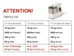 Teigknetmaschine - 33 Liter / 25 Kg - 2 Geschwindigkeiten - Mit Festem Kessel 13 Teigknetmaschine - 33 Liter / 25 Kg - 2 Geschwindigkeiten - Mit Festem Kessel -Koch Set Haus tmp33 fk 3087