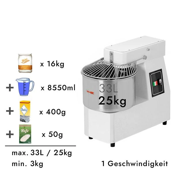 Teigknetmaschine - 33 Liter / 25 Kg - Mit Festem Kessel 2 Teigknetmaschine - 33 Liter / 25 Kg - Mit Festem Kessel – Bild 2