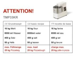 Teigknetmaschine - 33 Liter / 25 Kg - 1 Geschwindigkeit - Kessel Abnehmbar Und Rührwerk Aufklappbar 13 Teigknetmaschine - 33 Liter / 25 Kg - 1 Geschwindigkeit - Kessel Abnehmbar Und Rührwerk Aufklappbar -Koch Set Haus tmp33kr e962