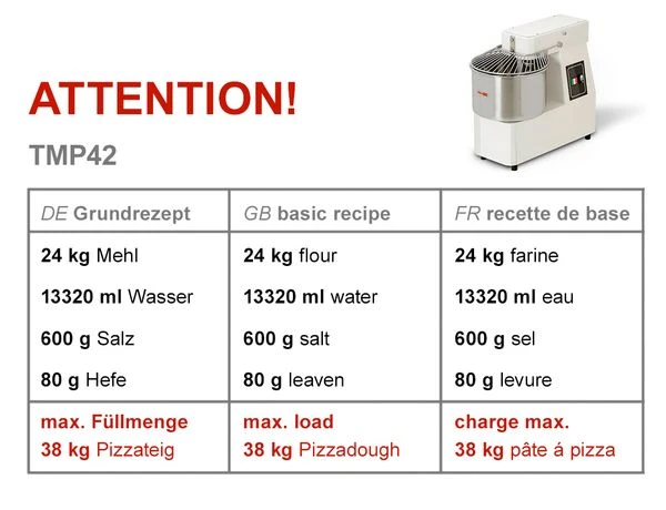 Teigknetmaschine - 42 Liter / 38 Kg - Mit Festem Kessel 4 Teigknetmaschine - 42 Liter / 38 Kg - Mit Festem Kessel – Bild 4