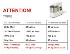 Teigknetmaschine - 53 Liter / 44 Kg - Mit Festem Kessel 13 Teigknetmaschine - 53 Liter / 44 Kg - Mit Festem Kessel -Koch Set Haus tmp53 c9ed