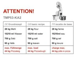 Teigknetmaschine - 53 Liter / 43 Kg - 2 Geschwindigkeiten - Kessel Abnehmbar Und Rührwerk Aufklappbar 11 Teigknetmaschine - 53 Liter / 43 Kg - 2 Geschwindigkeiten - Kessel Abnehmbar Und Rührwerk Aufklappbar -Koch Set Haus tmp53 ka2 493e