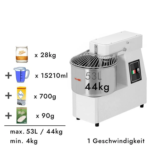 Teigknetmaschine - 53 Liter / 44 Kg - Mit Festem Kessel 1 Teigknetmaschine - 53 Liter / 44 Kg - Mit Festem Kessel