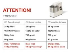 Teigknetmaschine - 53 Liter / 44 Kg - 1 Geschwindigkeit - Kessel Abnehmbar Und Rührwerk Aufklappbar 13 Teigknetmaschine - 53 Liter / 44 Kg - 1 Geschwindigkeit - Kessel Abnehmbar Und Rührwerk Aufklappbar -Koch Set Haus tmp53kr d31d